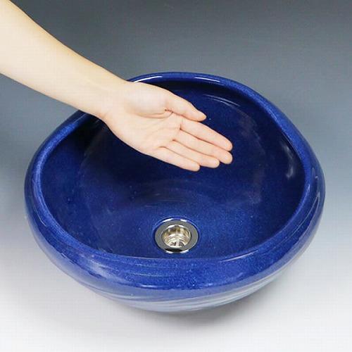 ナマコ色たわみ手洗い鉢【小型サイズ】　信楽焼き手洗器　陶器の手水鉢　［tr-2209］_3