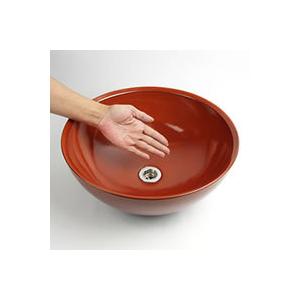 鉄赤ボール型手洗い鉢信楽焼き手洗器！陶器の手水鉢［tr-3054］ - 3