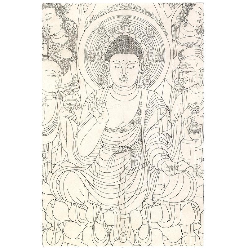 菩薩 説法図 人供養 敦煌壁画の線描精品集 白描 創作素材 下絵 写仏