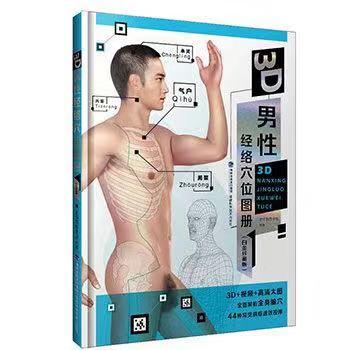 3D男性人体経絡ツボ図冊 健康養生 中国語版書籍/3D男性经