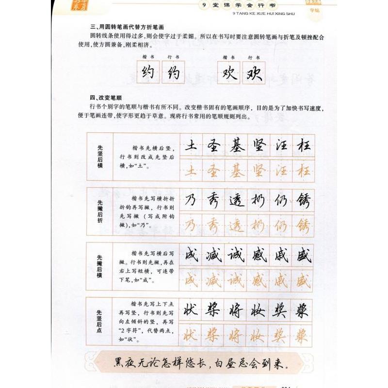 9授業行書を習得 硬筆書道独学速成 華夏万巻字帖 簡体中国語版なぞり