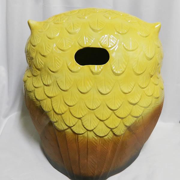 信楽焼きふくろう　15号福多郎(黄色)　陶器フクロウ置物［fu-0108］_3
