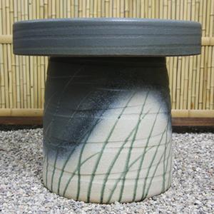 20号青銅なびき草ガーデンテーブルセット　陶器のテーブルセット　信楽焼き［te-0007］