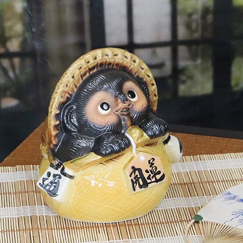信楽焼き　がま口黄タヌキ蚊遣り　蚊やり器　［kr-0040］_1