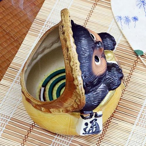 信楽焼き　がま口黄タヌキ蚊遣り　蚊やり器　［kr-0040］_2