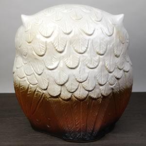 信楽焼きふくろう　10号福多郎(白)　陶器フクロウ置物［fu-0139］_3
