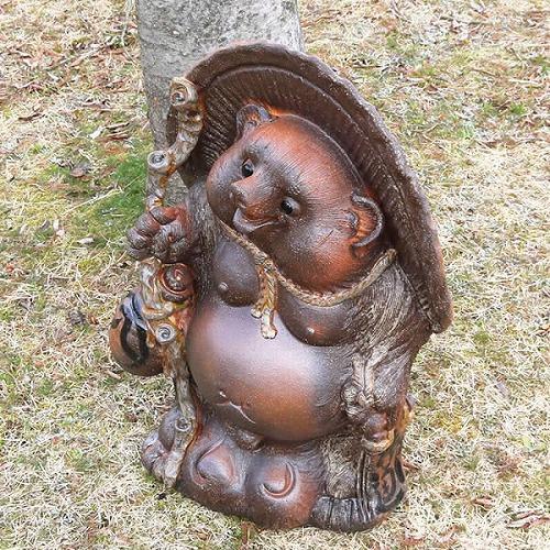 【希少品】 古狸菴窯作　信楽焼き20号ひねり手作りたぬき　陶器タヌキ　しがらき狸　［tt-0136］ 【9280980989】(32868円)