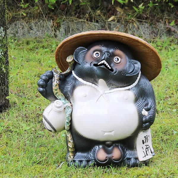 信楽焼　17号万福ひねり狸　陶器タヌキ　狸　しがらき　やきもの　［ta-0334］_1