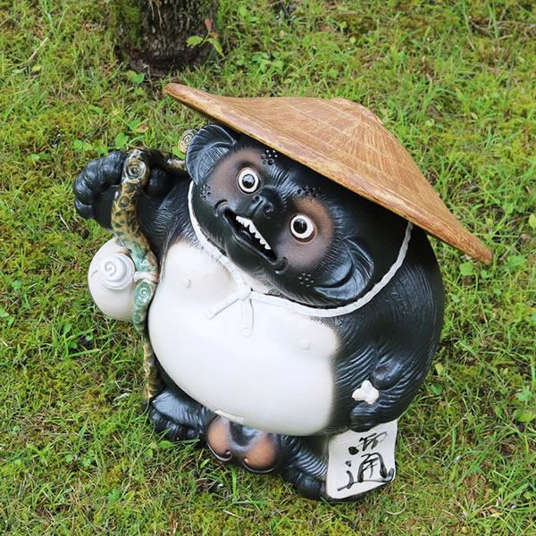 信楽焼　17号万福ひねり狸　陶器タヌキ　狸　しがらき　やきもの　［ta-0334］_2