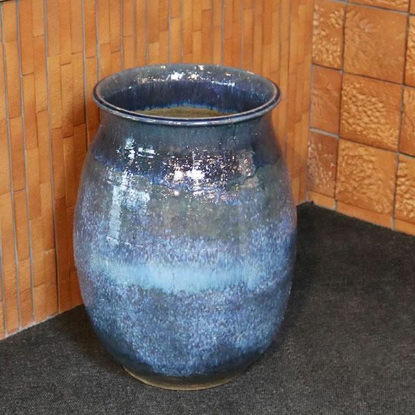 大壷 信楽焼大つぼ 花瓶 花入れ 大ツボ 陶器つぼ 大きな花瓶 青色［ha-0213］の画像