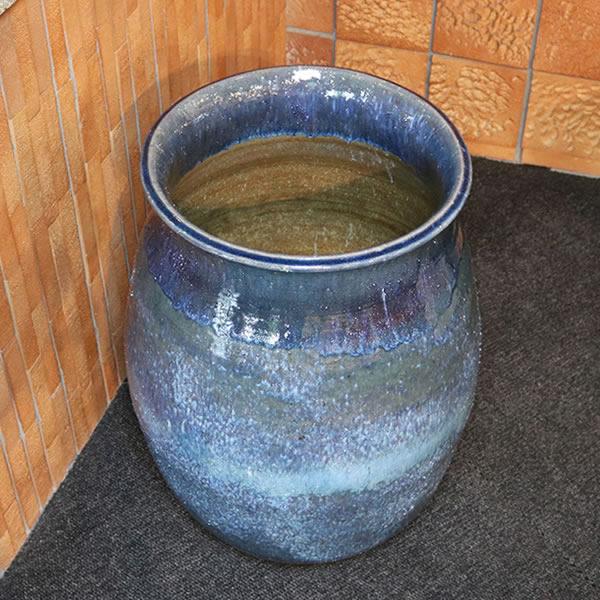 大壷 信楽焼大つぼ 花瓶 花入れ 大ツボ 陶器つぼ 大きな花瓶 青色［ha-0213］の画像