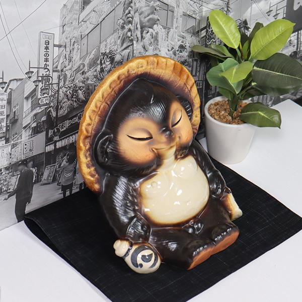 信楽焼 ビリケン狸 黒 陶器タヌキ 狸 しがらき やきもの ［ta-0389