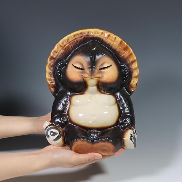 信楽焼 ビリケン狸 黒 陶器タヌキ 狸 しがらき やきもの ［ta-0389