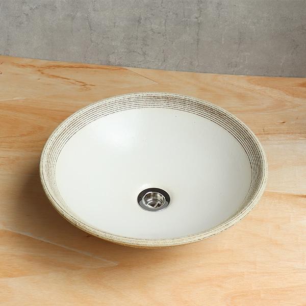 白釉古窯変手洗い鉢【小型サイズ】信楽焼き手洗器！陶器の手水鉢［tr-2298］_1