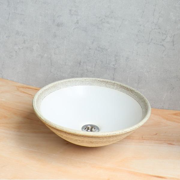 白釉古窯変手洗い鉢【小型サイズ】信楽焼き手洗器！陶器の手水鉢［tr-2298］_3