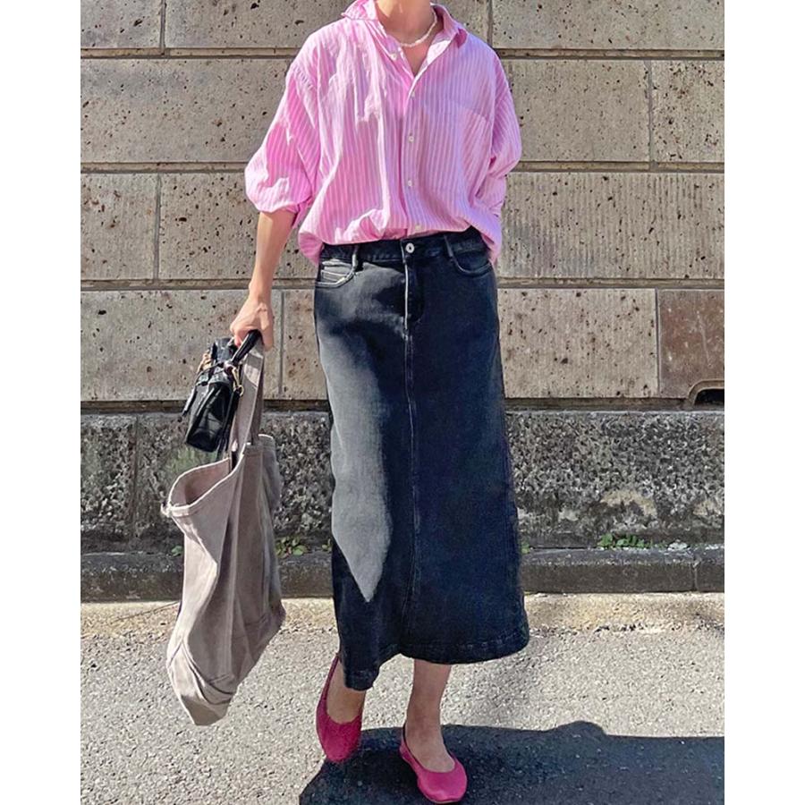 Canaria Style】ストレッチデニム後ろスリットスカート : shopooo by 