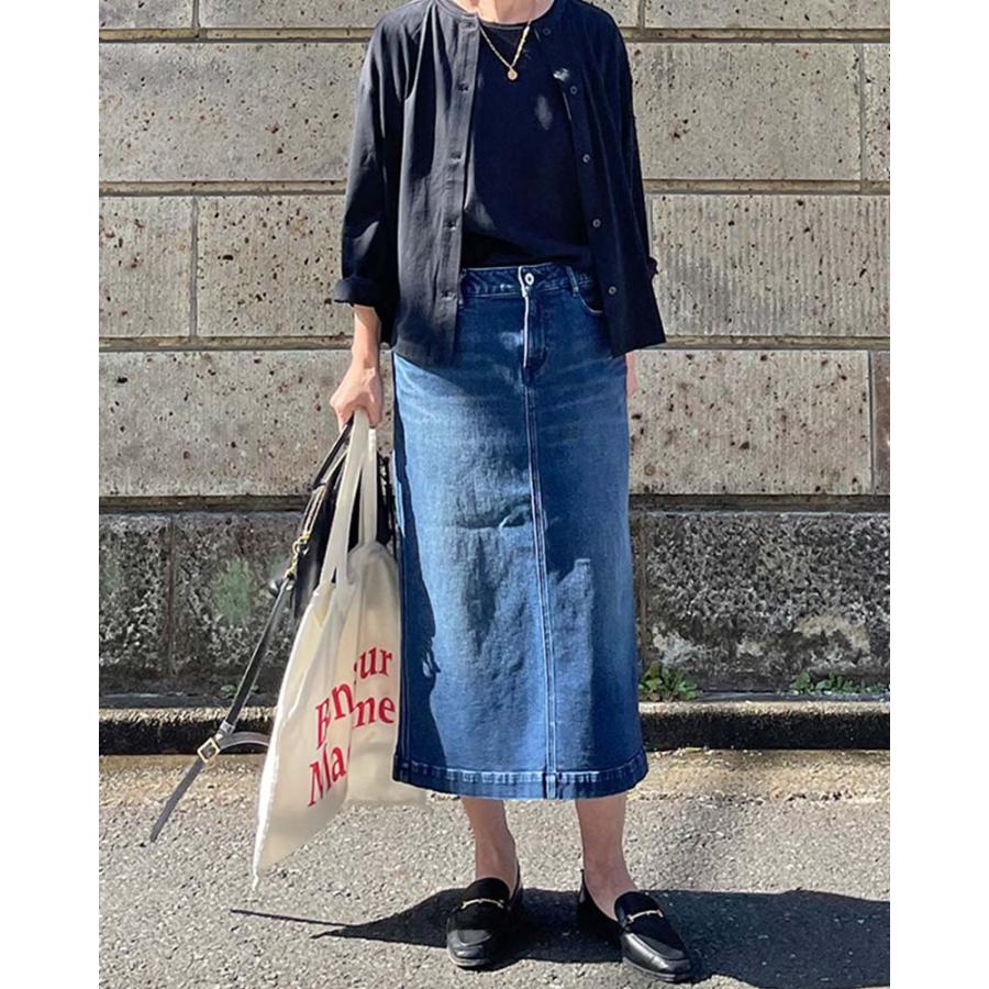 Canaria Style】ストレッチデニム後ろスリットスカート : 1-zelal-895  