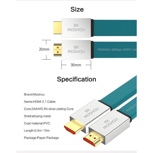 Moshou dmi-アンプ用ビデオコード,2.1ケーブル,8k,60hz,4k,120hz,48gbps,高解像度ケーブル用｜itemselect｜17