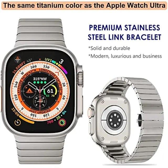 Apple Watch用ステンレススチールストラップ,バタフライ付きメタルリンクブレスレット,iwatch ultra 2, 49mm, 6 se,5｜itemselect｜05