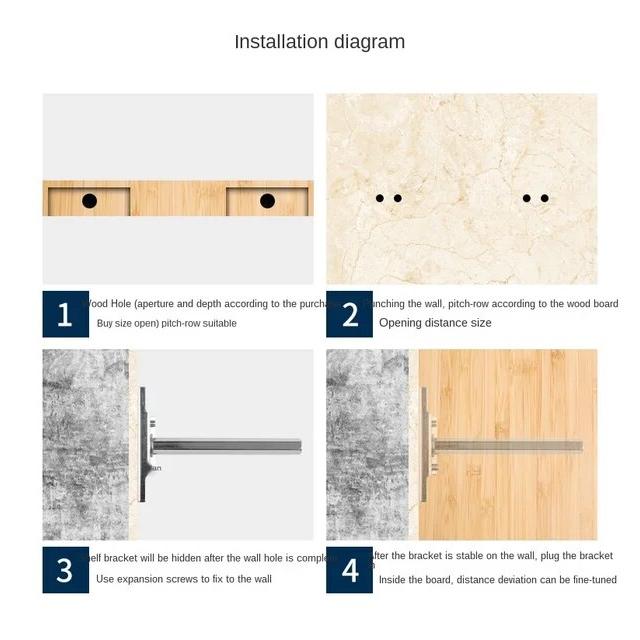 1ピースdiyの目に見えないフローティングシェルフブラケット調節可能な傾斜シェルフサポートブラケット家の壁のための隠しマウント｜itemselect｜27