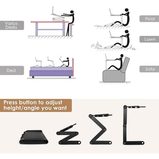 ラップトップ用の調整可能な折りたたみ式ラップトップスタンド,大きな冷却ファンとマウスパッド,ソファとソファ,トレイ用｜itemselect｜07