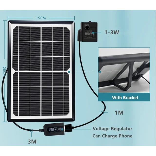 ブラシレスモーター付きソーラーポンプ,3W,5W,池/プール用12V,庭と池用のひも付きキット｜itemselect｜23