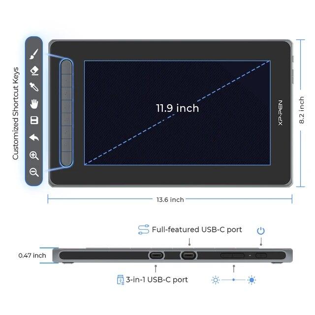 Xppen-グラフィックタブレット12,8192レベル60,傾斜ペン付き,アート描画用,Android,Windows,Mac用｜itemselect｜10