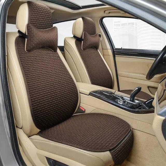 Flax-車のシートカバー,快適で通気性のあるリネン,収納バッグ付きクッション,自動インテリアマット,サイズユニバーサル｜itemselect｜21