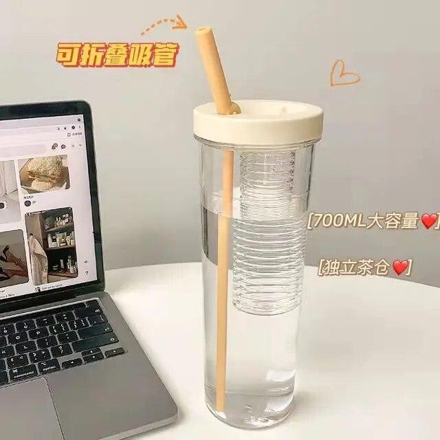 折りたたみ式ストロー付きウォーターボトル700ml,素敵なウォーターボトル,フルーツティー,フィルターカップ内蔵,ポータブルオフィス,屋外シェーカー｜itemselect｜09