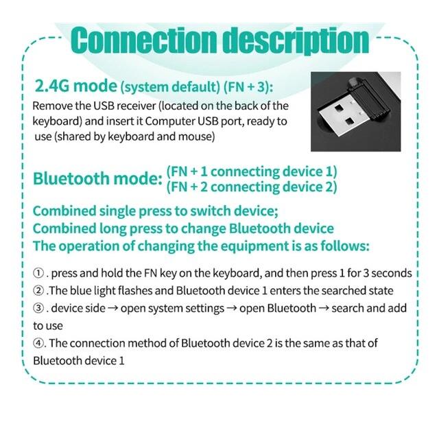 ワイヤレスキーボードとマウスのコンボ,Bluetooth 5.0,2.4g,ミニマルチメディアキーボード,ラップトップ,PC,iPad,Android｜itemselect｜18