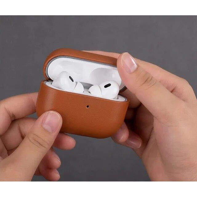 高品質の本革の保護ケース,airpods pro 2のソフトケース,本物の肌,第2世代,茶色,黒｜itemselect｜14