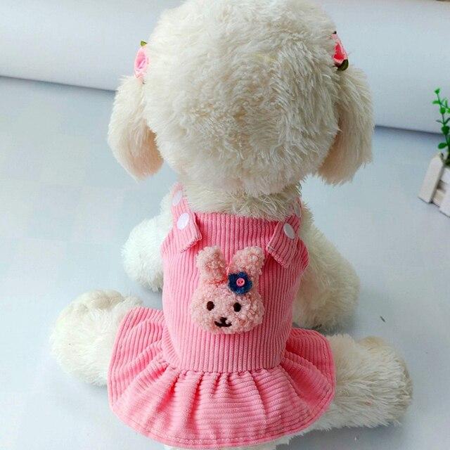 ピンクのウサギの子犬のスカート,かわいいコーデュロイのペット服,黄色のストライプ,小さいサイズ,犬,チワワ｜itemselect｜03