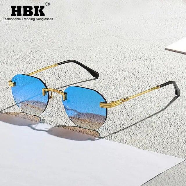 Hbk-男性と女性のための青い金属フレーム付きサングラス,サングラス,金属,ステンレス鋼｜itemselect｜08