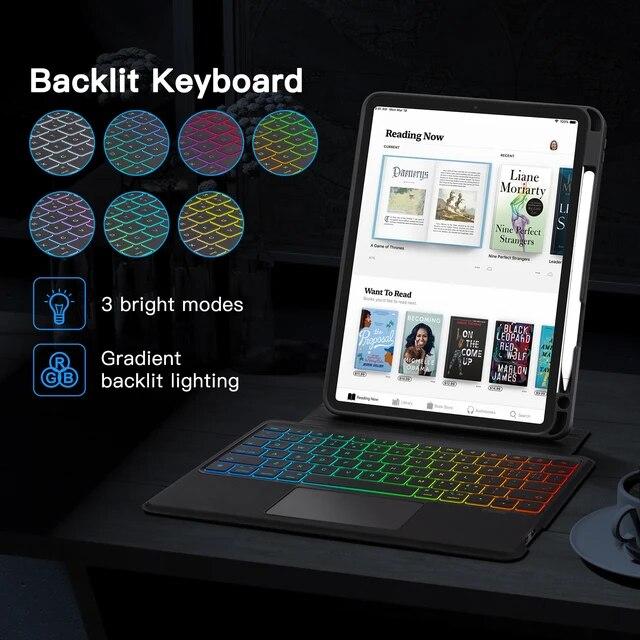 Goojjoq-マジックキーボード,発光キーボードカバー付き,Max Pro 11 air 5 4,iPad 9世代,第7世代,取り外し可能,バックラ｜itemselect｜10