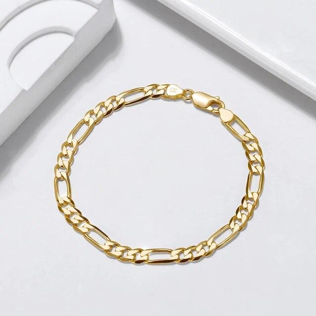 フィークイーン-男性と女性のためのスターリングシルバーブレスレット,リング,チェーン,5mm,18k,ゴールド,ファッション,sb66,925｜itemselect｜09