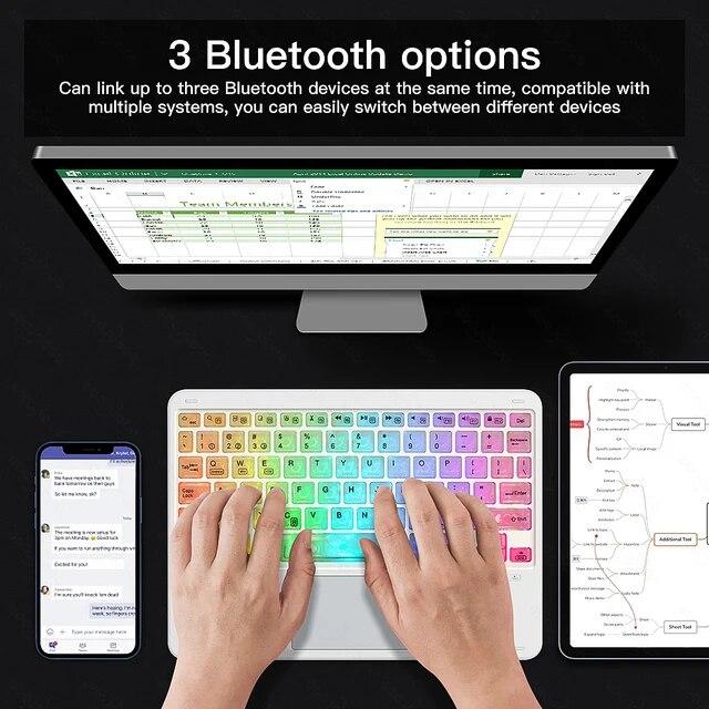 IPad,iOS,Android,Windows用のタッチパッドとマウスを備えたBluetoothワイヤレスキーボード｜itemselect｜04