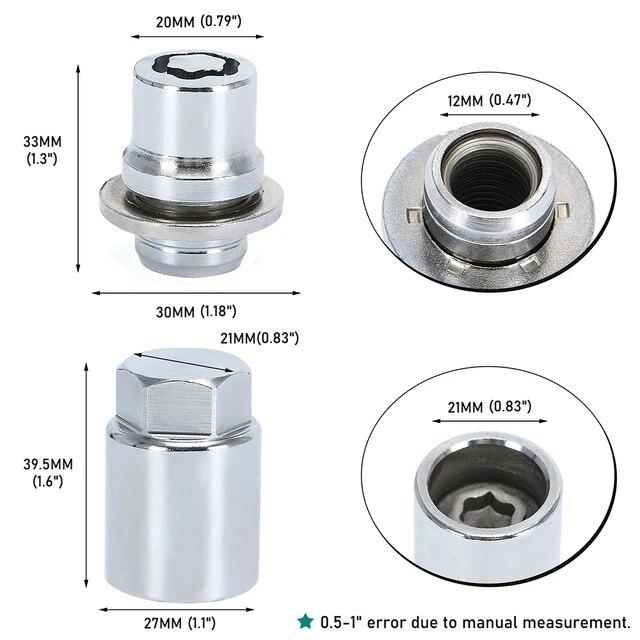 高さ33mmの盗難防止ナット1個,ホイールロック,自動車用ナットm12x1.5 for 01-23トヨタlexus 00276-00900 00276｜itemselect｜12