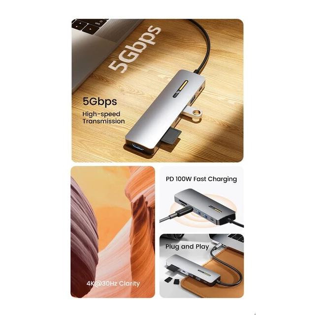 Toocki-USB 3.0ハブドック、タイプcからhdmi互換、4k、30hz、7 in 1、pd100wアダプター、macbook air pro｜itemselect｜15