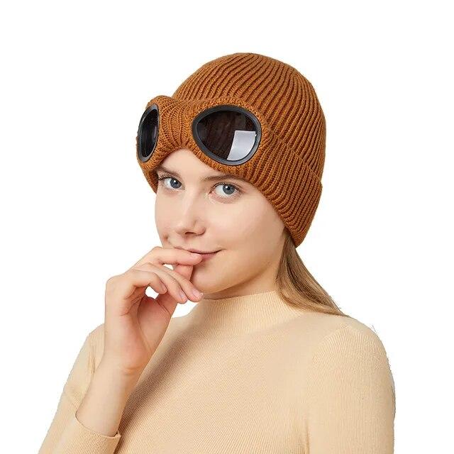 Chlck-女性用の暖かいスキーキャップ,女性用の冬用ニット帽,サングラス付きの厚い屋外スポーツ帽子｜itemselect｜22