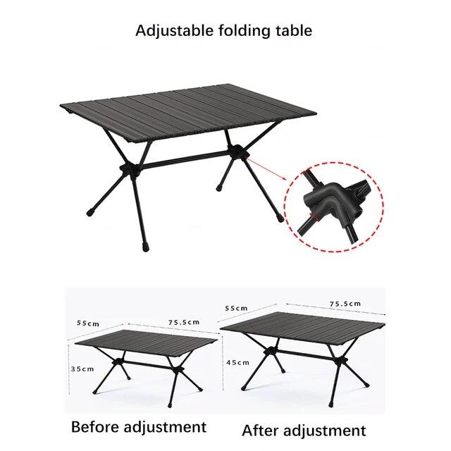 直営店一覧 折りたたみ式高さ調節可能なキャンプテーブル，折りたたみ式屋外家具，ポータブル，軽量，ハイキング，ピクニック，観光