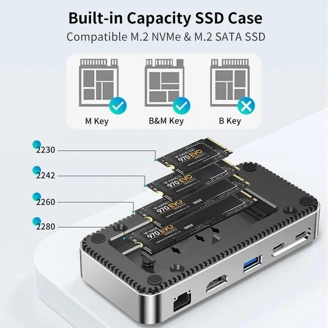 Yottamaster-m.2nvme sata ssdを備えたUSBCハブ,エンクロージャー,4k hdmi互換,1000mイーサネットコード,pd｜itemselect｜04