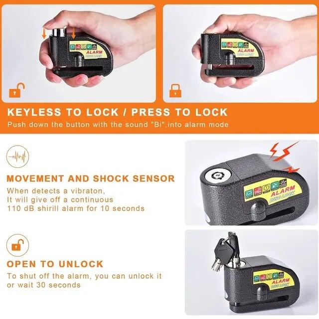 Motocycle Bicycle Alarm Lock Scooter Bike Anti Theft Security Disc Brake Lo｜itemselect｜12