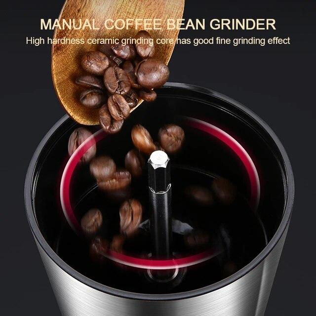 高品質のマニュアルコーヒーグラインダー、セラミック研削コア、6/8調整可能な設定、ポータブルコーヒーグラインダー、コーヒーマシン｜itemselect｜05
