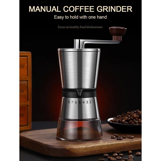 高品質のマニュアルコーヒーグラインダー、セラミック研削コア、6/8調整可能な設定、ポータブルコーヒーグラインダー、コーヒーマシン｜itemselect｜11