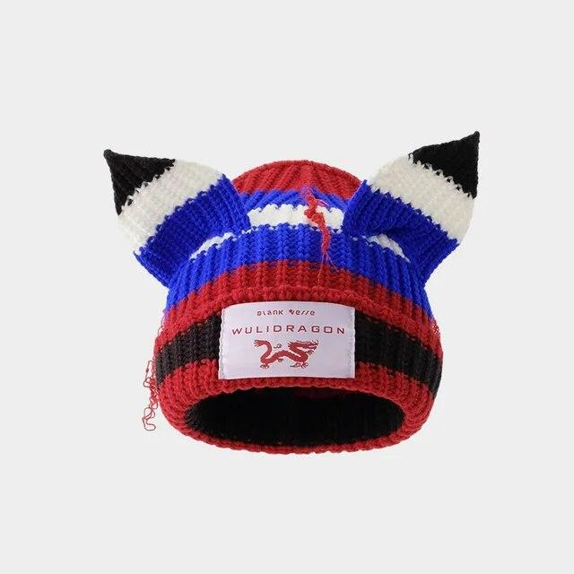 Loverboy-猫の耳のウールのニット帽、二重層、暖かい、豚の耳、かわいいファッション、フード付きキャップ、ニッチなデザイン、ヒップホップ、個性、寒｜itemselect｜28