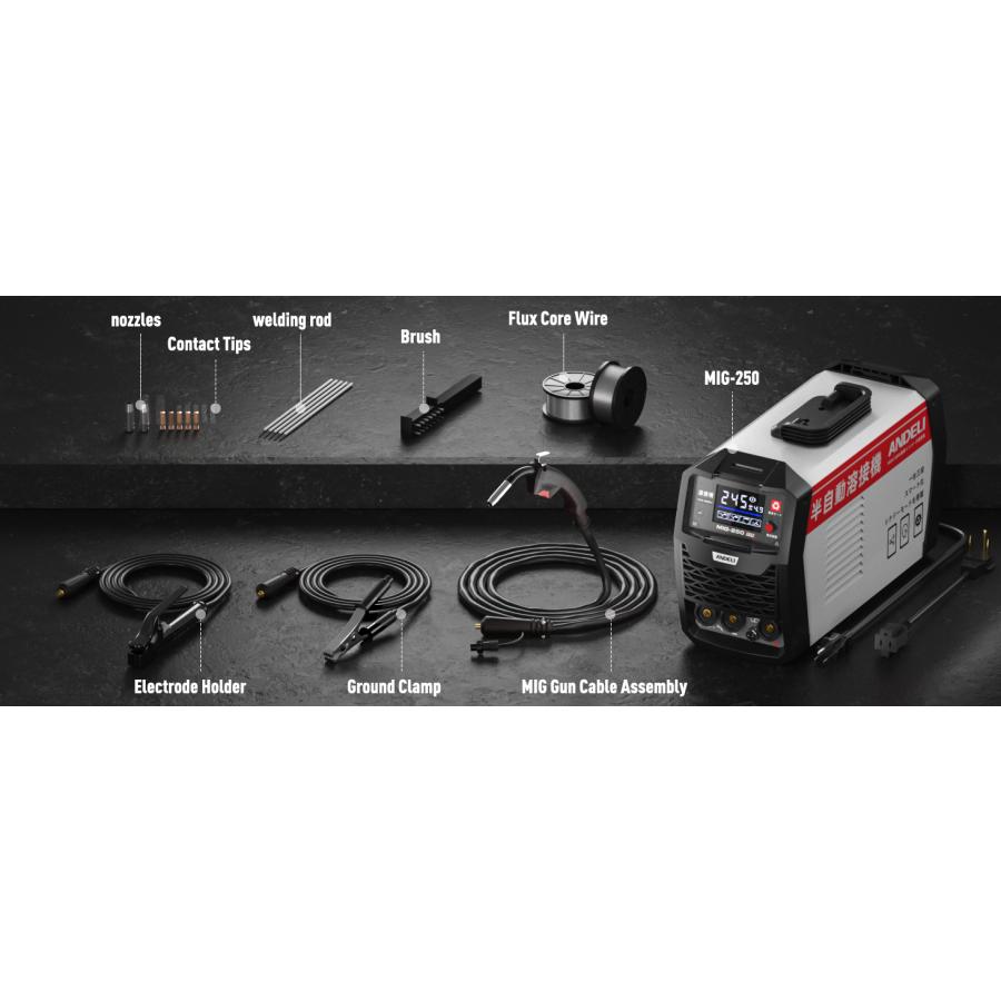 ANDELI 半自動溶接機 120AノンガスMIG/アーク溶接/lift TIG 100V/200V