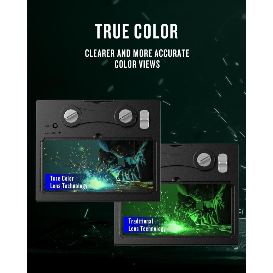 ANDELI 本当の色を映す ソーラーパワー 自動遮光溶接面 - 遮光度4/9-13