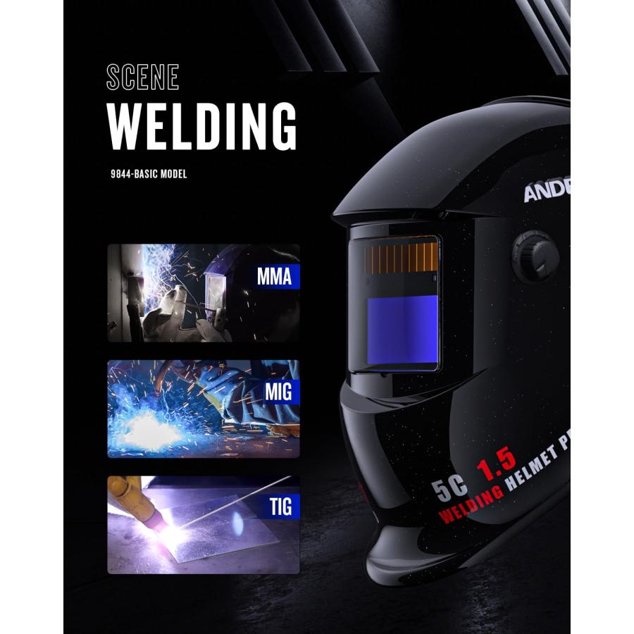 ANDELI 本当の色を映す ソーラーパワー 自動遮光溶接面 - 遮光度4/9-13 TIG 半自動 アーク溶接に対応溶接ヘルメット 溶接マスク　電池交換可能 ADLDH9242-A |  | 03