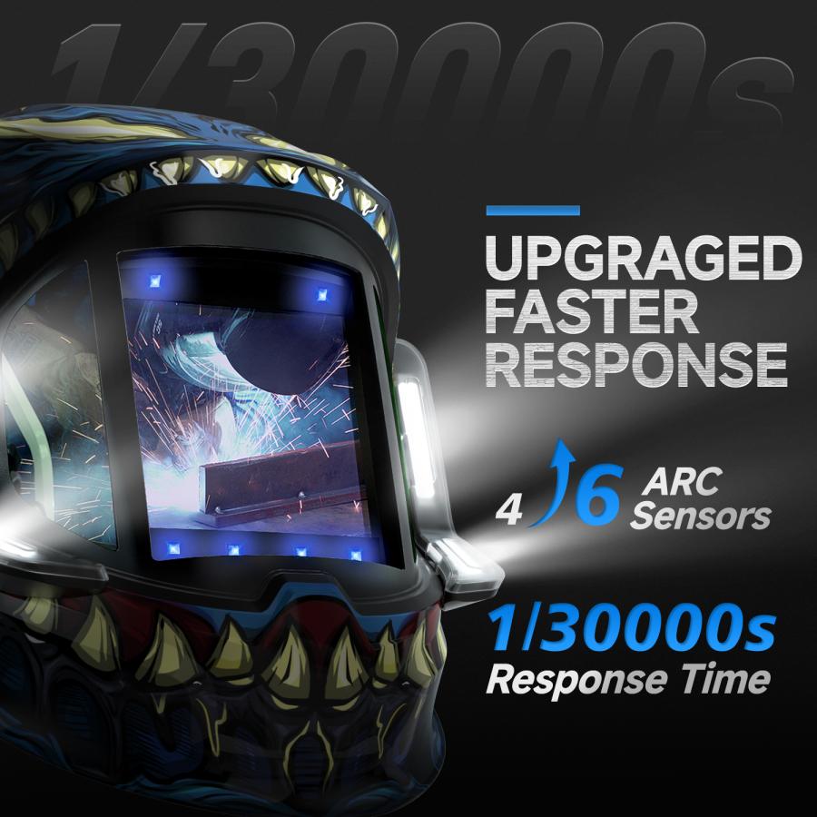 ANDELI 溶接面 LED付 自動遮光溶接面 - 遮光度5-8/9-13 溶接マスク 広視野 TIG 半自動 アーク溶接に対応 電池交換可能 Type C (ディープブルーLED) |  | 03