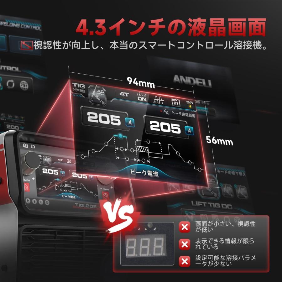 ANDELI 100V/200V 205AMP アルミ溶接機 TIG溶接機 AC DC パルスTIG
